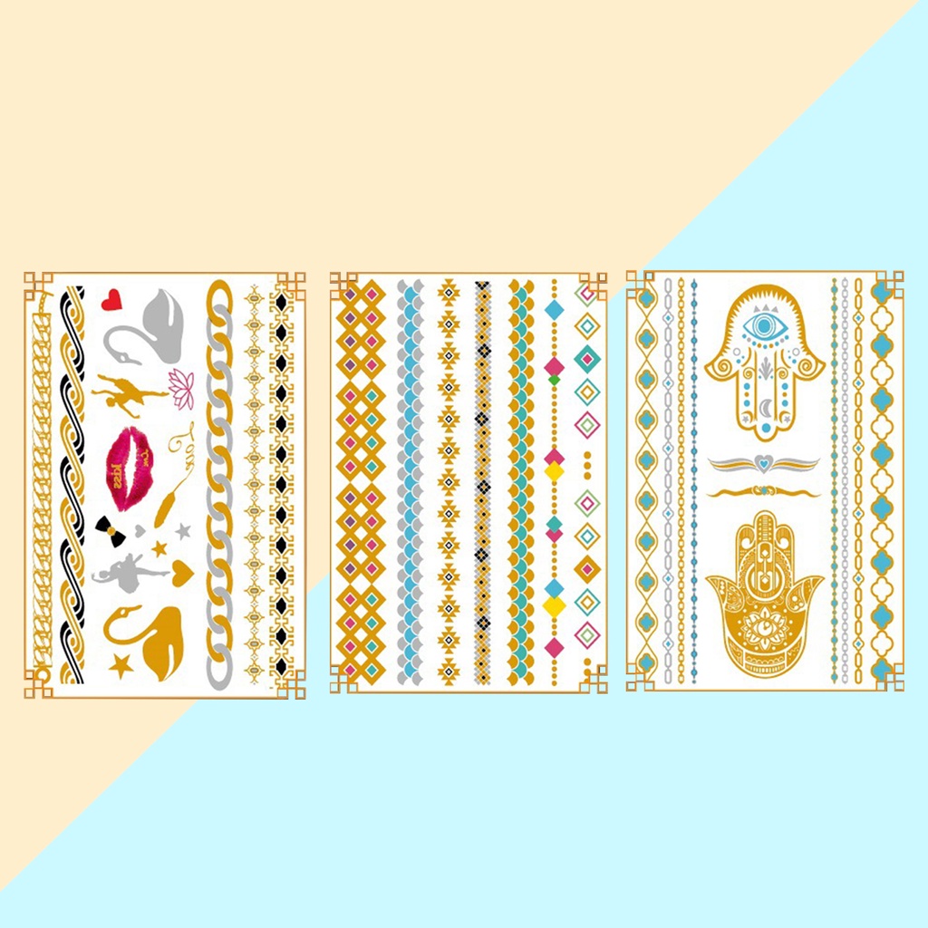 Hình Xăm Dán Kim Loại Ánh Đồng Không Phai Màu An Toàn Có Thể Tháo Rời Cho Cánh Tay / Toàn Thân