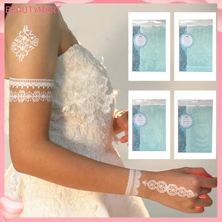 Hình Xăm Tạm Thời Bằng Ren Trắng Quyến Rũ An Toàn Cho Tiệc Tùng