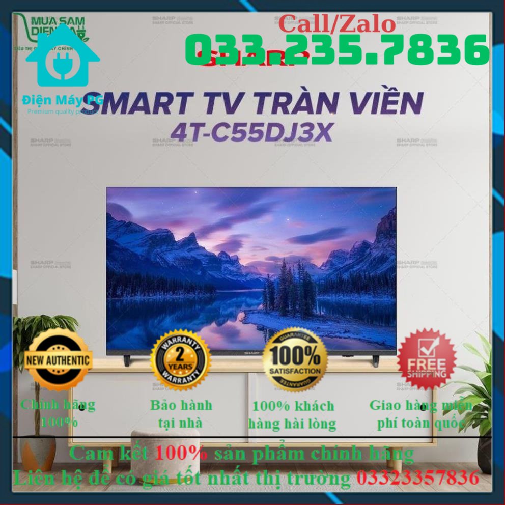 TV LED 4K 4T-C55DJ3X 55inch Sharp - Điều khiển bằng giọng nói Android 10 Mới 100%- Điện máy PG
