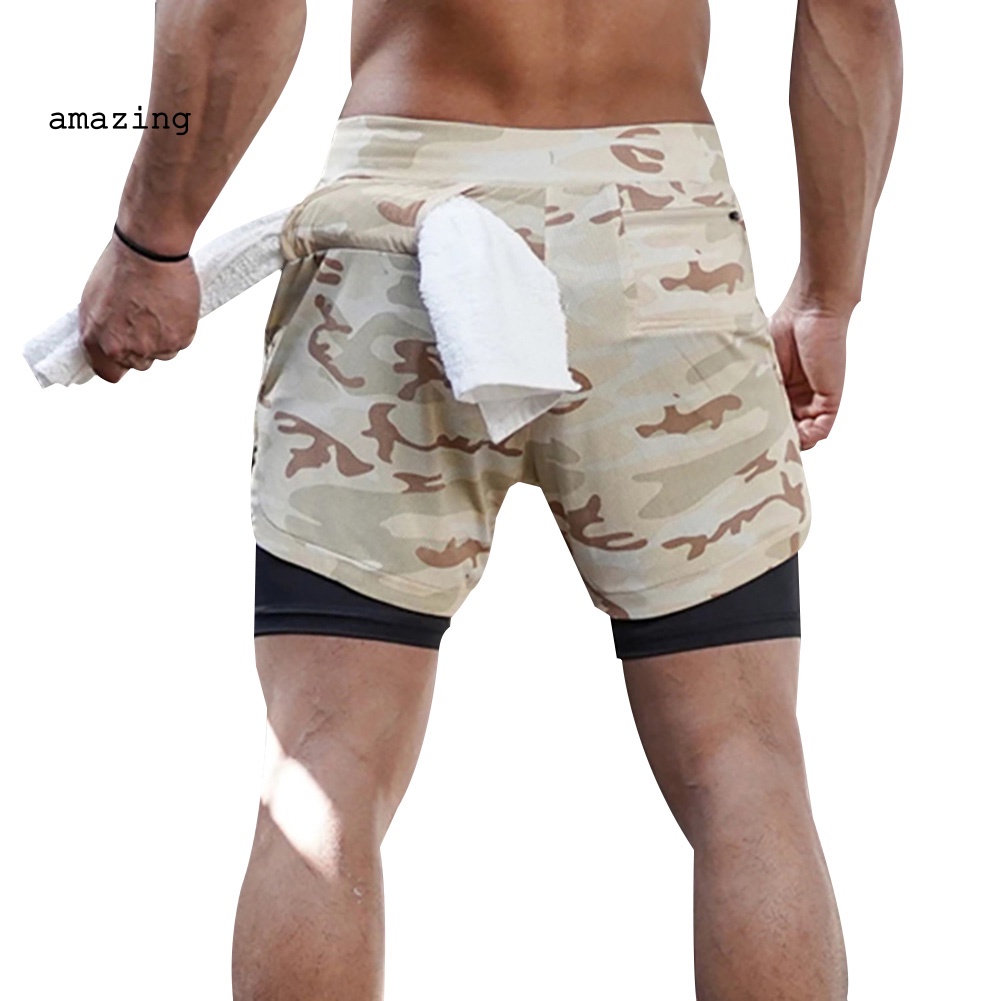 Quần Short Dây Rút Hai Lớp Thể Thao Dành Cho Nam