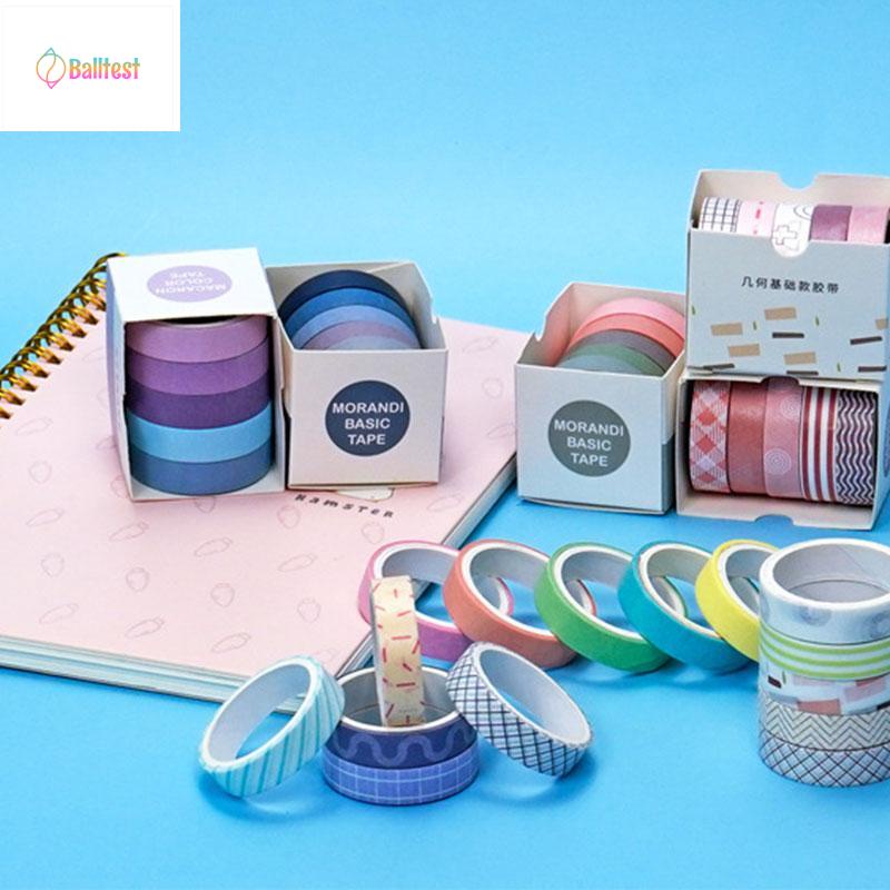 💜Bộ 5 cuộn băng keo washi phong cách dễ thương trang trí sổ