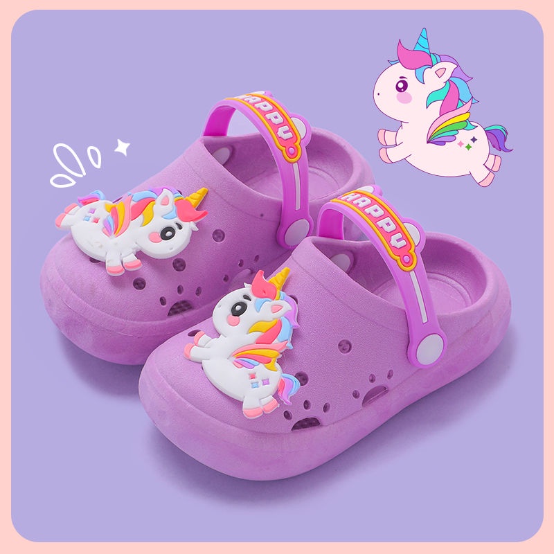 Dép Sandal Chống Trượt In Hình Kỳ Lân Hoạt Hình Thời Trang Mùa Hè Cho Bé Gái