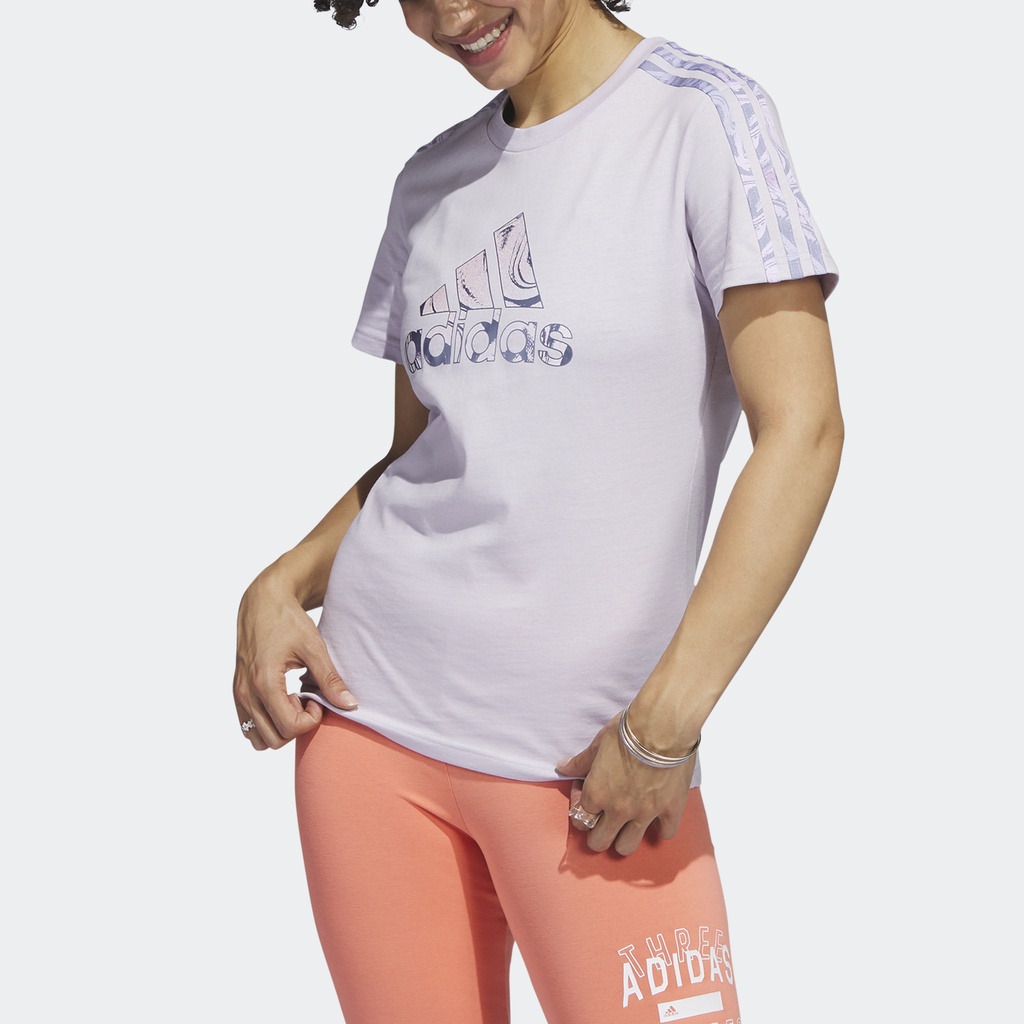 Adidas Phong cách sống Áo Thun 3 Sọc Soft Luxe Nữ Màu tím HT3148