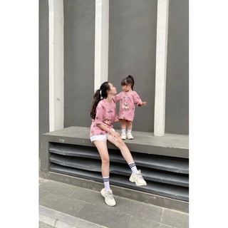 ÁO ĐÔI MẸ CON HÌNH THỎ HỒNG