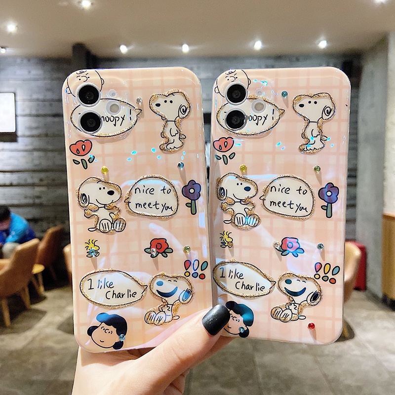 Ốp Điện Thoại Họa Tiết Hoạt Hình Gương Mặt To Đính Đá Thời Trang Cho iPhone 11 14 Plus XR XS 12 13 Pro Max