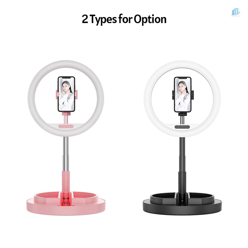 Vòng Đèn LED Tròn 10 Inches 10 Inch Có Thể Gập Lại Xoay 360 Độ Kèm Giá Đỡ Điện Thoại 3 Chế Độ Hỗ Trợ Quay Video Trang Điểm Chụp Ảnh