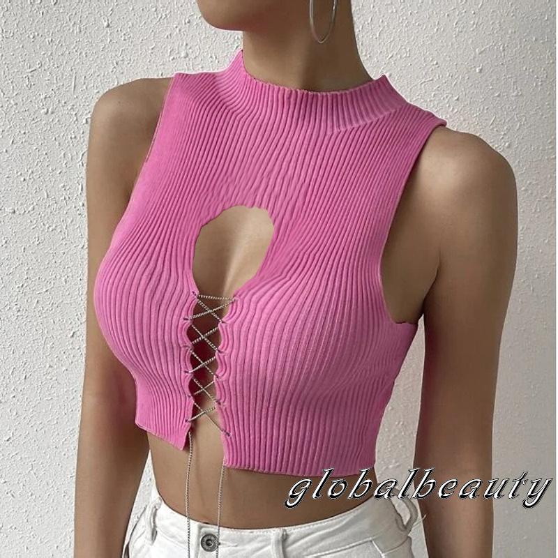 Áo Dệt Kim Sát Nách Cổ Tròn Dáng Ôm Thời Trang Mùa Hè Cho Nữ