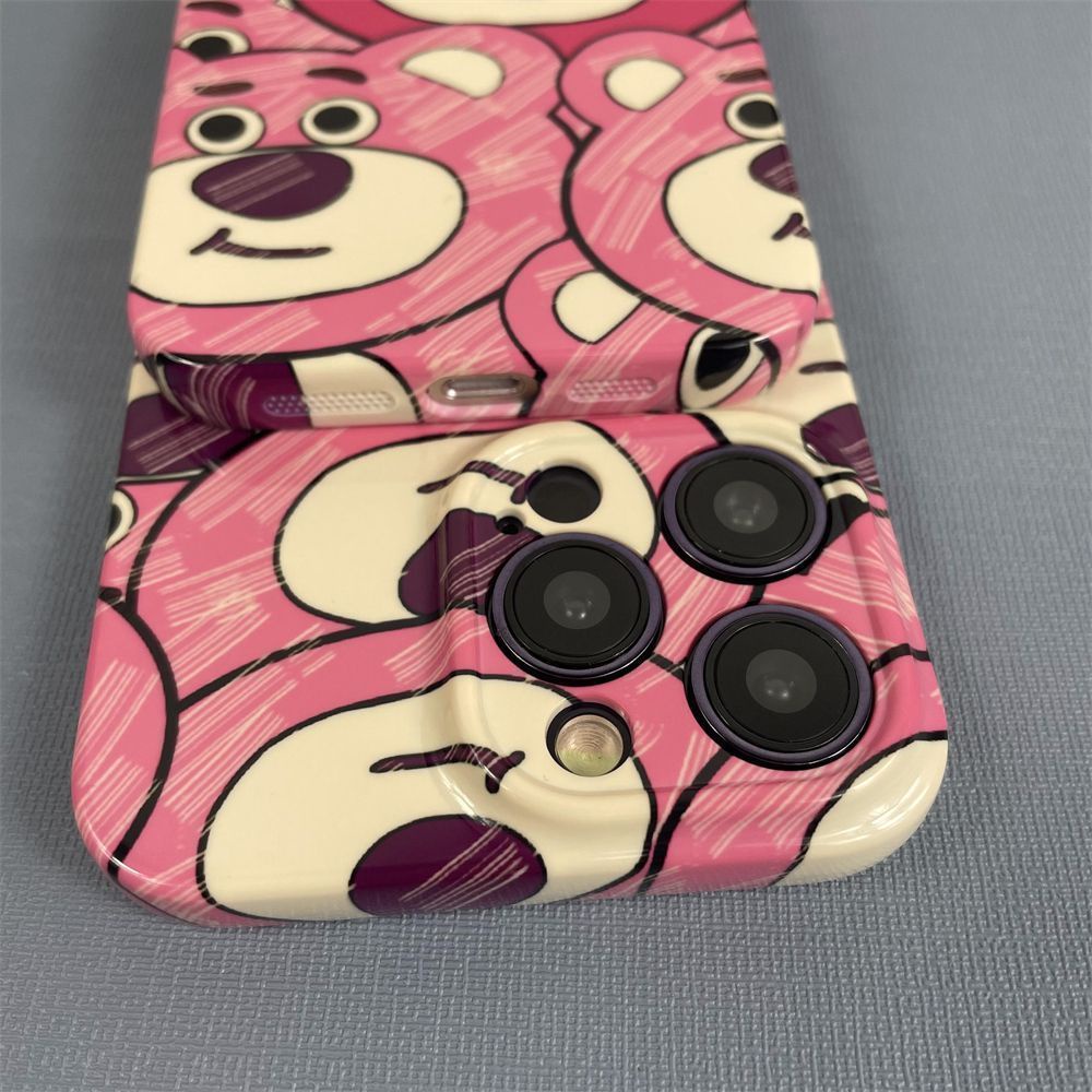 Ốp Điện Thoại Cứng Họa Tiết Gấu Và Dâu Tây Dễ Thương Cho Iphone xr14Pro11 13 12xsmax / 4ZTQ