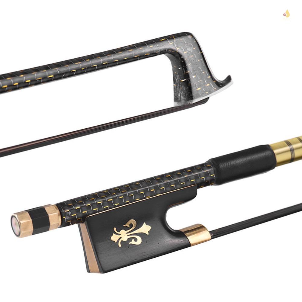 Mynice Cung Kéo Đàn Violin 4 / 4 Bằng Sợi Carbon Lông Ngựa Đen Bện Màu Vàng Kim Cương Tốt Hình Tròn
