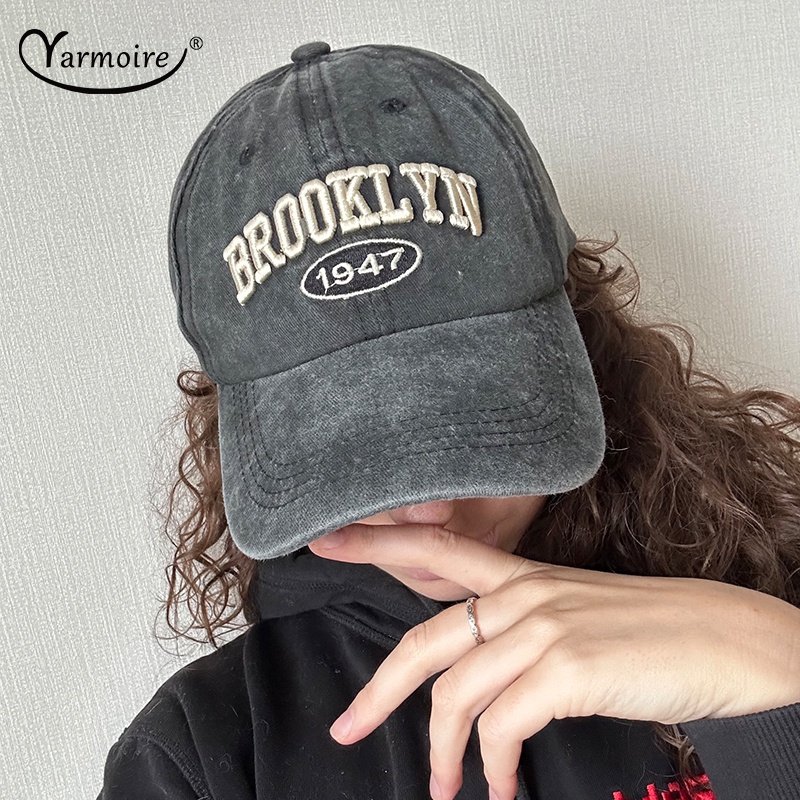 Mũ Lưỡi Trai Cotton Thêu Chữ Phong Cách Vintage