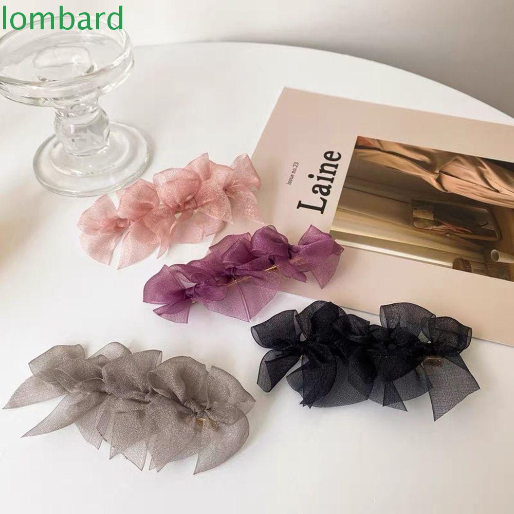 Kẹp Tóc Nơ Lưới Màu Trơn Đơn Giản Thanh Lịch Cho Nữ