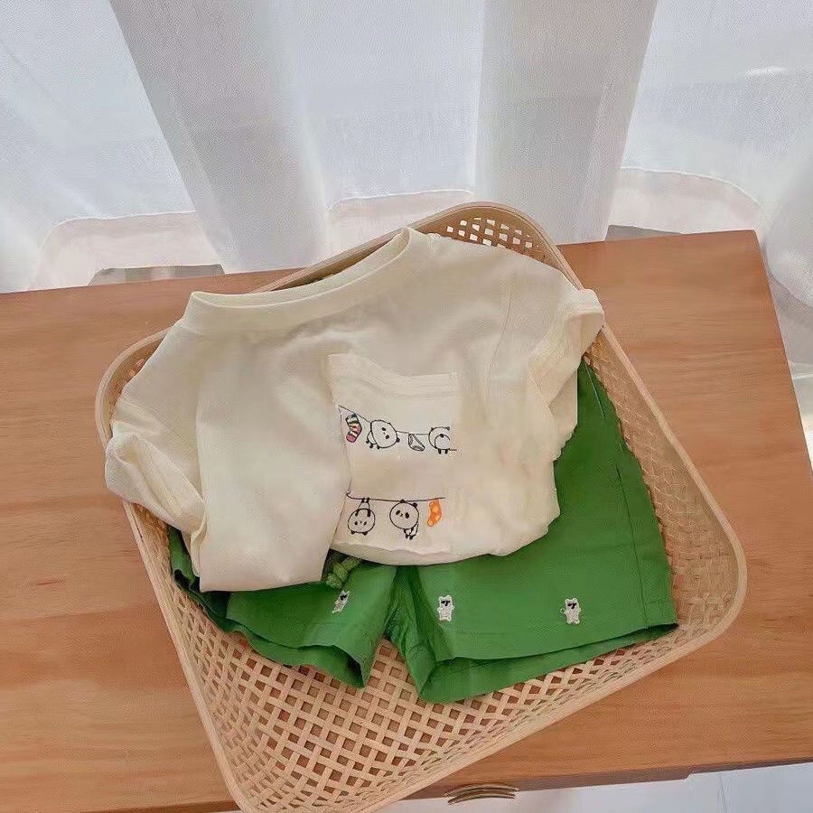 Bộ Áo Thun Tay Ngắn Và Quần Ngắn Thời Trang Mùa Hè 2023 Dành Cho Bé Trai Gái