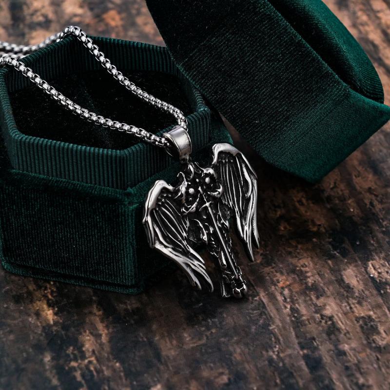 Vòng cổ Mặt Hình Đôi Cánh Thiên Thần Bằng Thép Không Gỉ 316 Phong Cách Hip hop Thời Trang