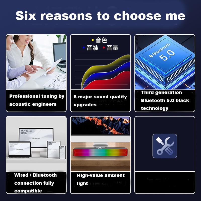 Loa Âm Thanh Vòm Siêu Trầm Có Đèn LED Kết Nối Bluetooth USB Cho PC Laptop Điện Thoại Máy Tính Bảng MP3