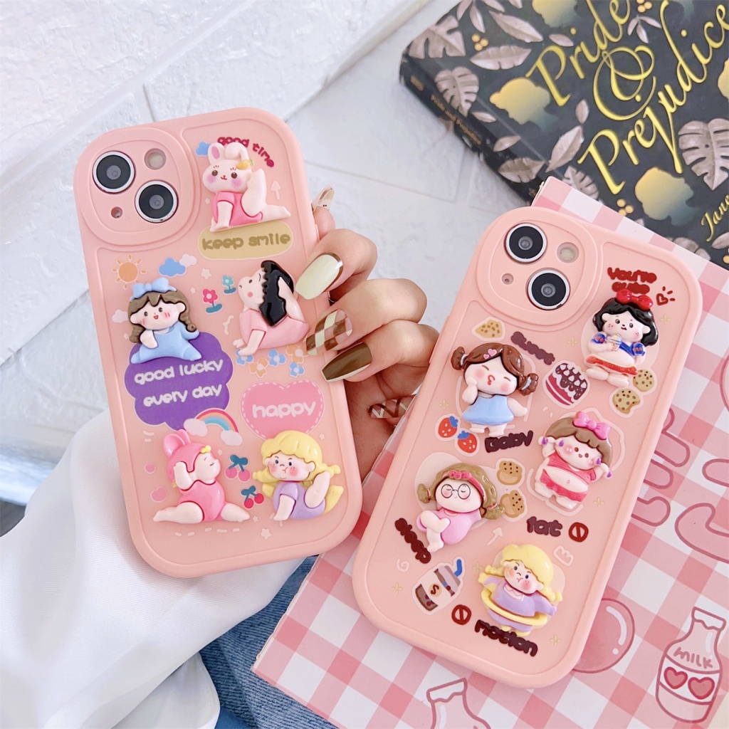 Ốp Điện Thoại Hình Cô Gái Thể Thao 3D Màu Hồng Dễ Thương Cho Iphone 14Promax 13 12 11 XR 8P