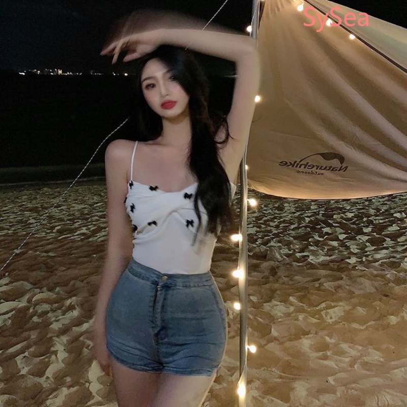 Áo Croptop Hai Dây Thắt Nơ Quyến Rũ Thời Trang Cho Nữ