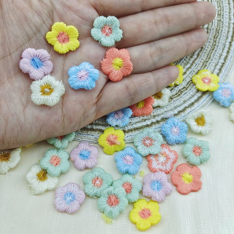 Set 50 Dây Ruy Băng Thêu Ren Hoa Nhiều Màu Sắc