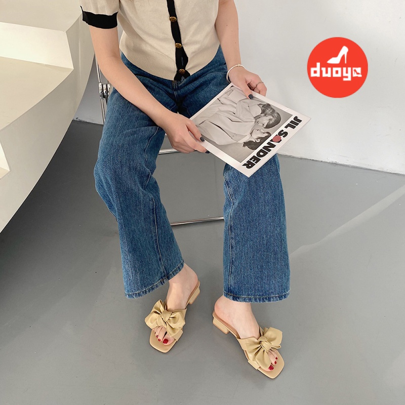 Dép Xỏ Ngón Đế Dày Đính Nơ Phong Cách Pháp Thời Trang Mùa Hè Dành Cho Nữ 2022