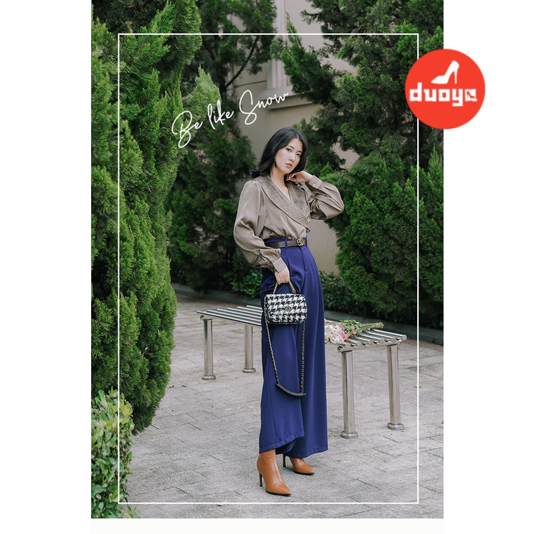 Duoya Tóc Thẳng ~ [Hàng Có Sẵn] Giày Bốt Cao Gót Mũi Nhọn Gót Nhọn Màu Nâu / Trắng Kaki Pháp Cho Nữ [ABC]