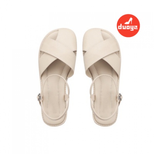 Duoya Tóc Thẳng ~ [Hàng Có Sẵn] Giày Sandal Dây Da Mềm Đế Bằng Hở Ngón Mùa Hè Cho Nữ Miễn Phí Vận Chuyển