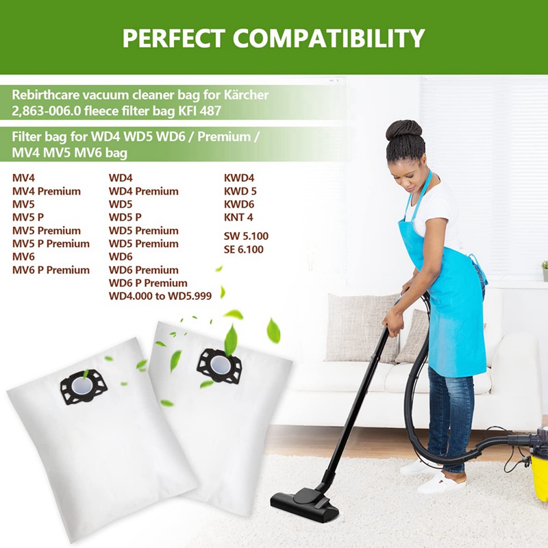 1 Bộ Túi Đựng Bụi Cho Máy Hút Bụi Karcher WD4 WD5 WD6 MV4 MV5 MV6