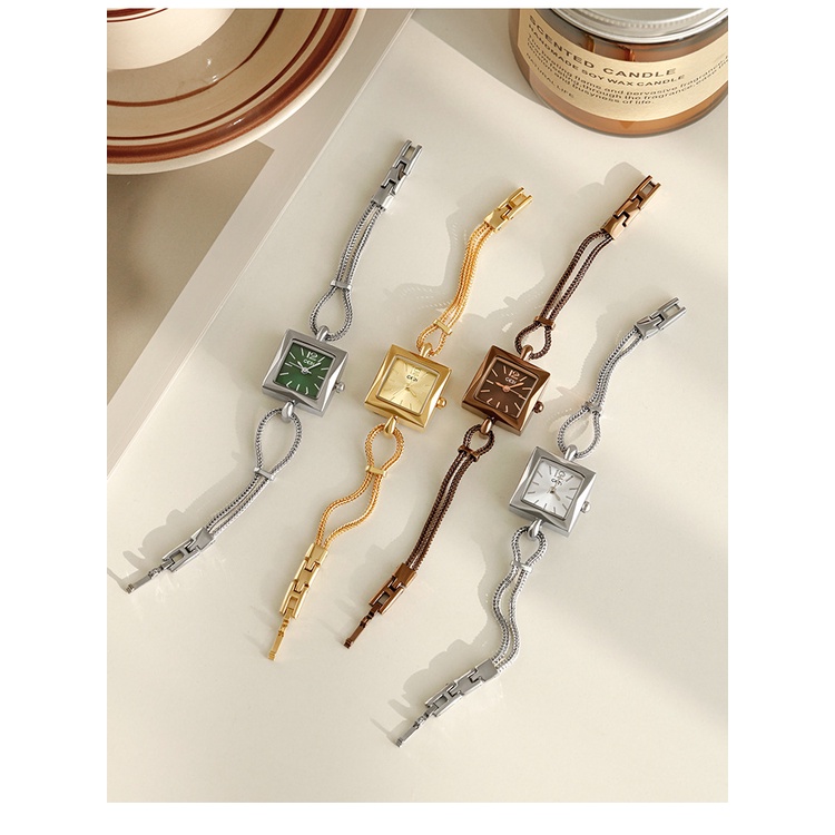 Đồng Hồ Đeo Tay Mặt Vuông Thiết Kế Đơn Giản Sáng Tạo Thời Trang Cho Nữ