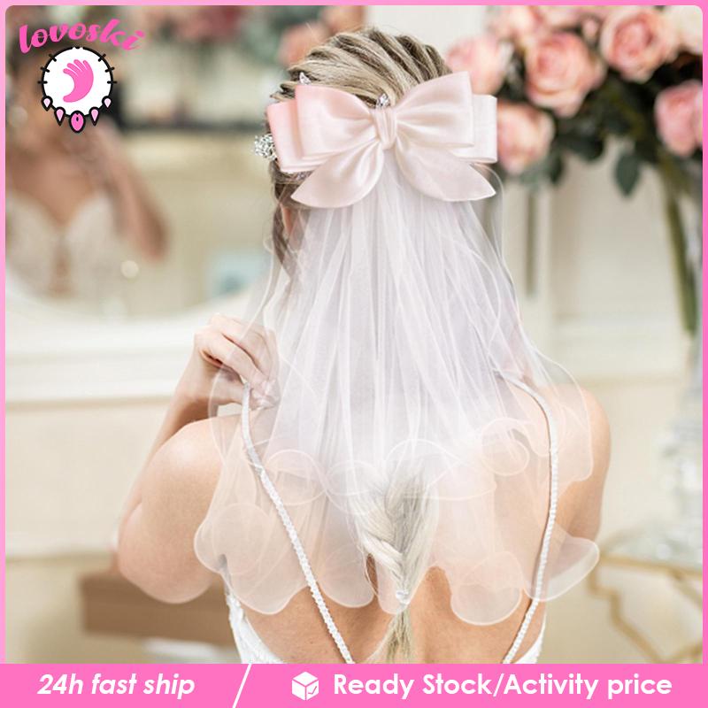 [Lovoski] Nơ Cài Tóc Cô Dâu Màu Trắng Thời Trang Chất Lượng Tốt