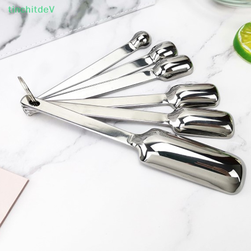 Set 6 Muỗng Đo Lường Bằng Thép Không Gỉ Tiện Dụng Khi Làm Bánh / Pha Cà Phê