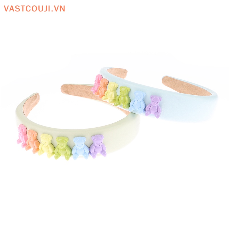 Băng Đô Cài Tóc Bằng Xốp Màu Kẹo Hình Gấu VASTJI Cho Nữ