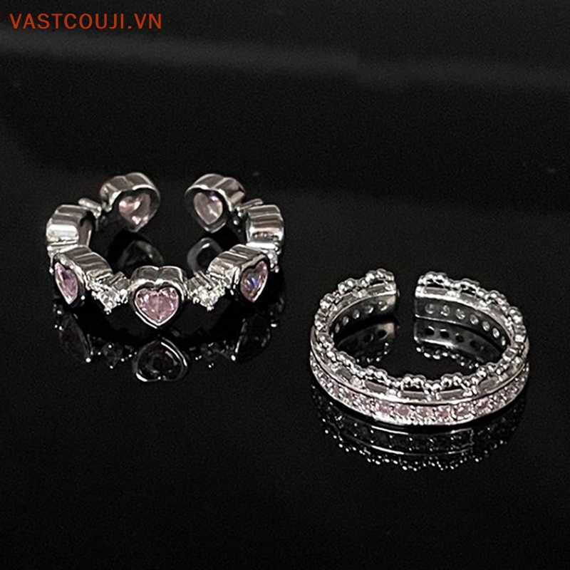 Nhẫn Dạng Mở Hình Trái Tim Mắt Mèo Màu Hồng Phong Cách Gothic Thời Trang Sáng Tạo Thích Hợp Làm Quà Tặng Cho Bạn Nữ VN