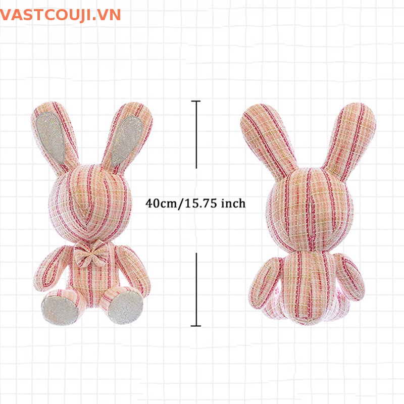 Búp Bê Thỏ Vnastji 40cm Ngồi Trên Nơ Kim Cương Giả Với Và Không Có Mắt Vải Màu Sắc Kẻ Sọc VN