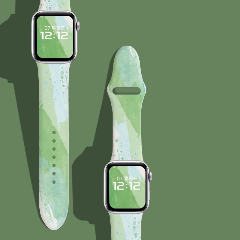 Dây Đeo Silicon In Họa Tiết Thời Trang Cho Đồng Hồ Thông Minh 44mm 40mm 38 / 42mm 45mm 41mm 49mm Ultra 8 7 6 SE 5 4 3