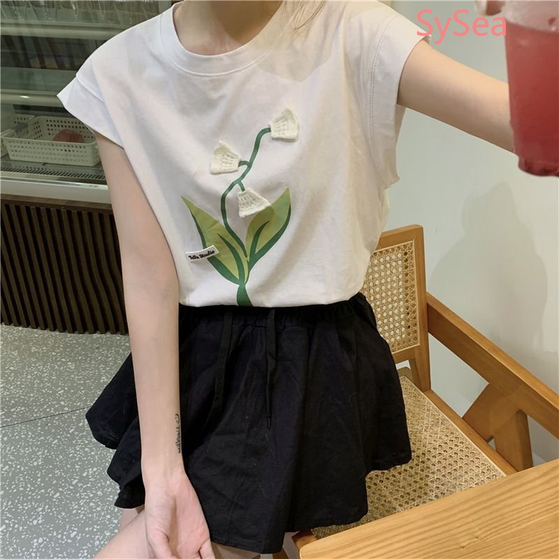 Áo Sát Nách Họa Tiết Hoa Tulip Thời Trang Mùa Hè Hàn Quốc Cho Nữ