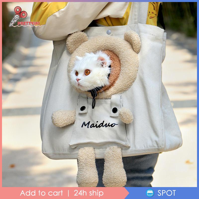 [Prettyia1] Túi Xách Du Lịch Đeo Vai Hình Gấu / Mèo Dễ Thương