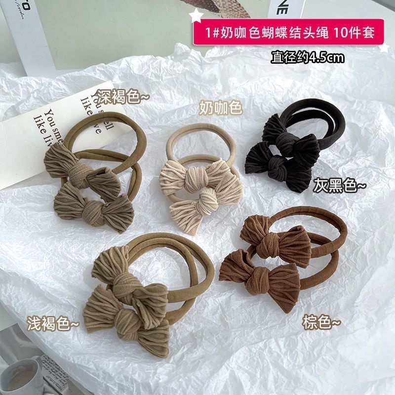 Dây Buộc Tóc Cao Su Đính Nơ Nhiều Màu Sắc Phong Cách Hàn Quốc Mới Cho Bé Gái