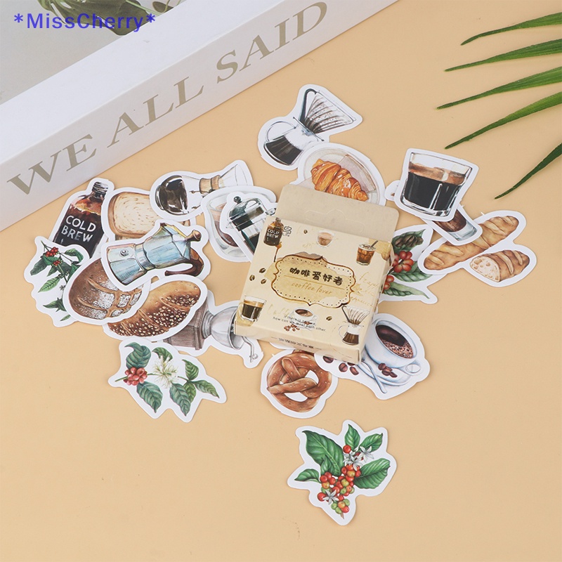 Hộp 46 Miếng Dán Chủ Đề Cà Phê Cổ Điển Trang Trí Điện Thoại / Sổ Tay / Sổ Ghi Kế Hoạch Mới