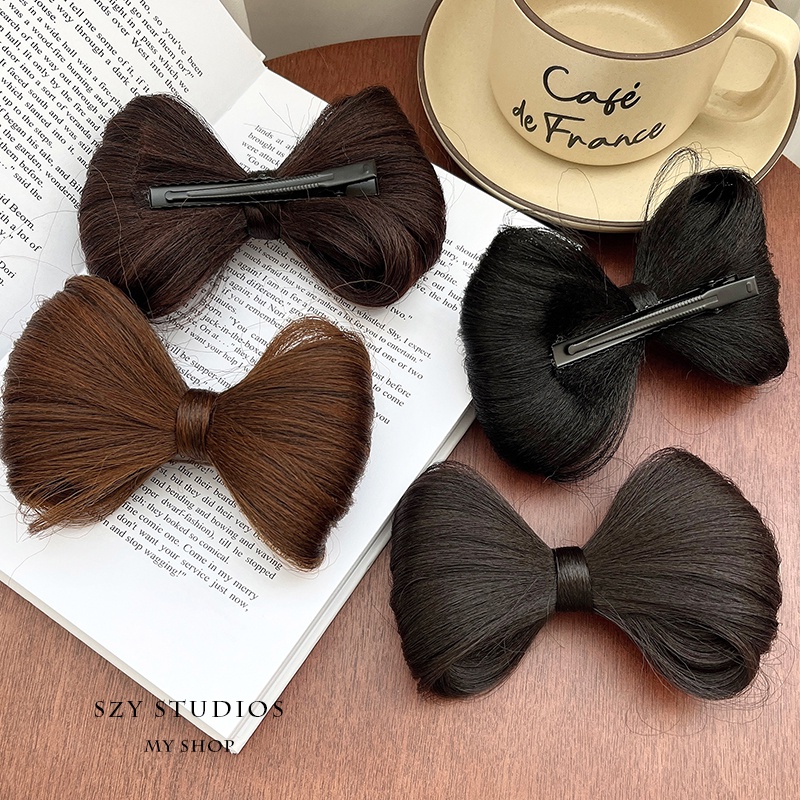 Kẹp Tóc Giả Đính Nơ Và Quả Cầu Lông Xù Đáng Yêu Dành Cho Nữ