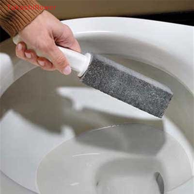 (Takashiflower) Cọ Chà Toilet Bằng Đá Pumice Màu Trơn Tay Cầm Dài Tiện Lợi