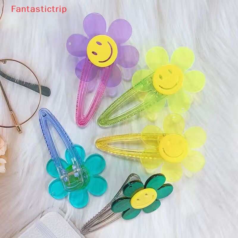 Kẹp Tóc Hình Hoa Hướng Dương Mặt Cười Bằng Acrylic Trong Suốt Thời Trang 2023 Cho Bé Gái