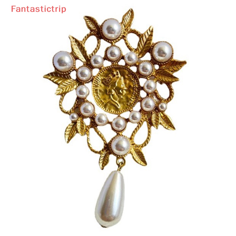 [Fantastictrip] Ghim Cài Áo Khoác Hình Giọt Nước Lá Rỗng Màu Vàng Kim Mặt Nhám Phong Cách Baroque Cổ Điển Hợp Thời Trang Cho Nữ Mới