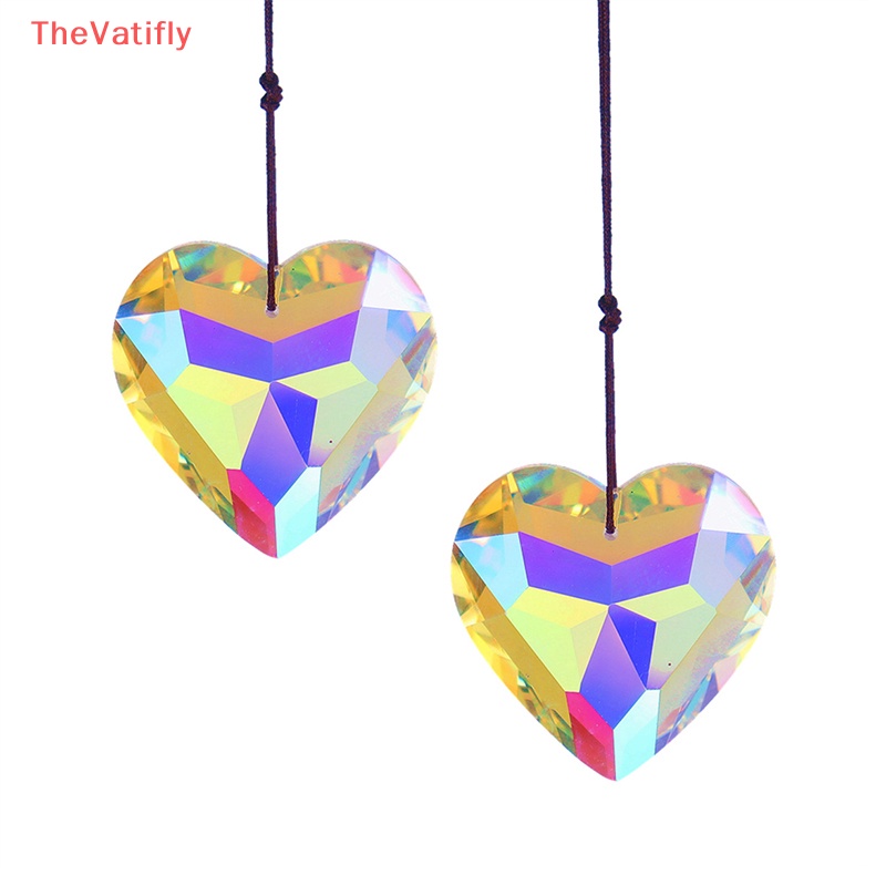 [Thevalifly] Lưới Bắt Giấc Mơ Pha Lê Hình Trái Tim Treo Kính Chắn Nắng Mưa Trang Trí Sân Vườn Bán Chạy