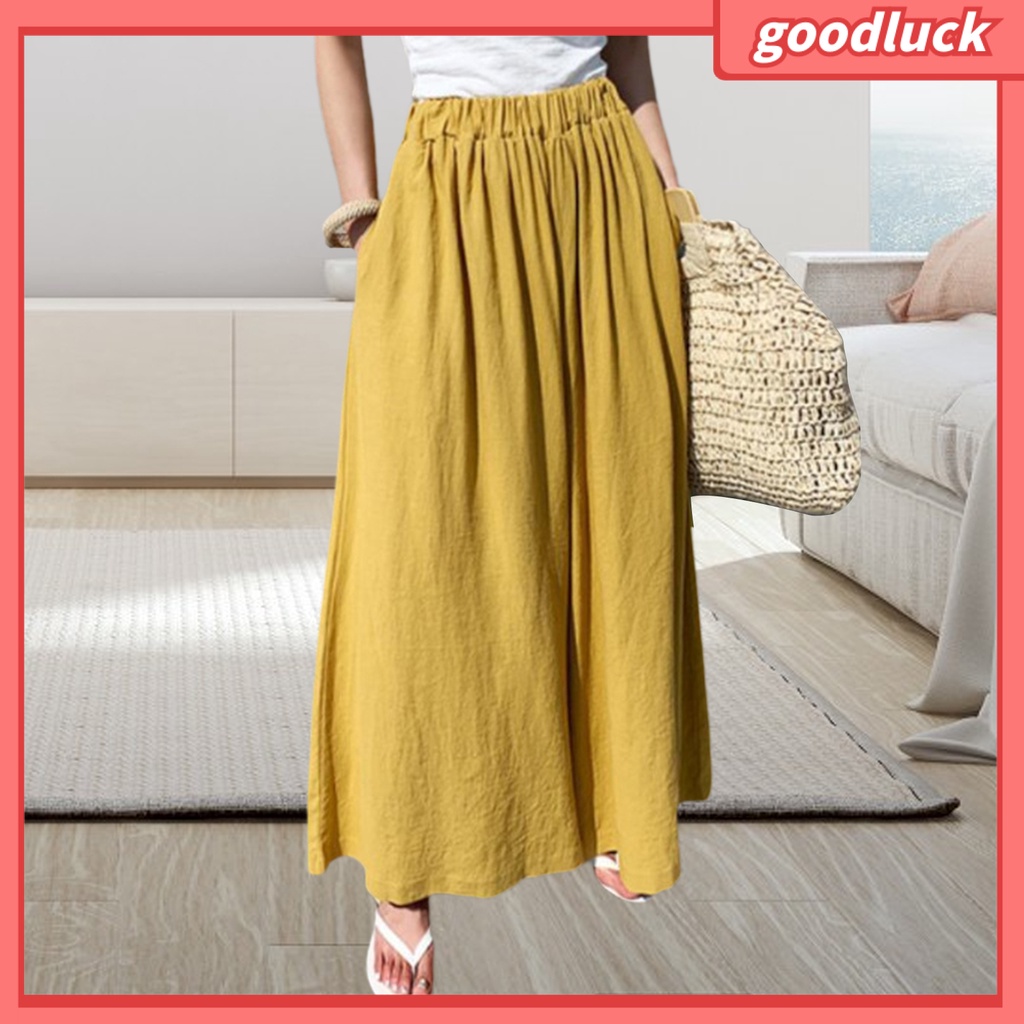 Quần Dài Ống Rộng Màu Sắc Đơn Giản Thời Trang Mùa Hè Cho Nữ
