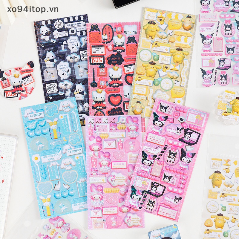 Set 2 Sticker Hello Kitty Bằng Pvc Trong Suốt Trang Trí Sổ Tay DIY