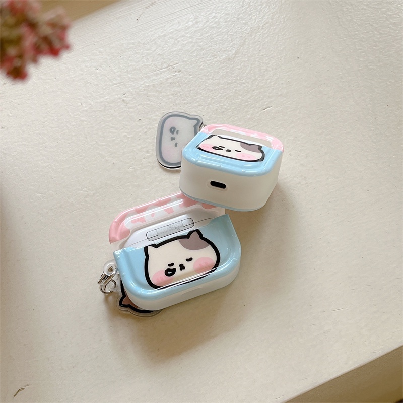 Vỏ Bảo Vệ Hộp Sạc Tai Nghe Bluetooth Không Dây Airpods1 / 2 3 Pro Pro2 Air Pods Pro 3 Hình Mèo Dễ Thương Ốp