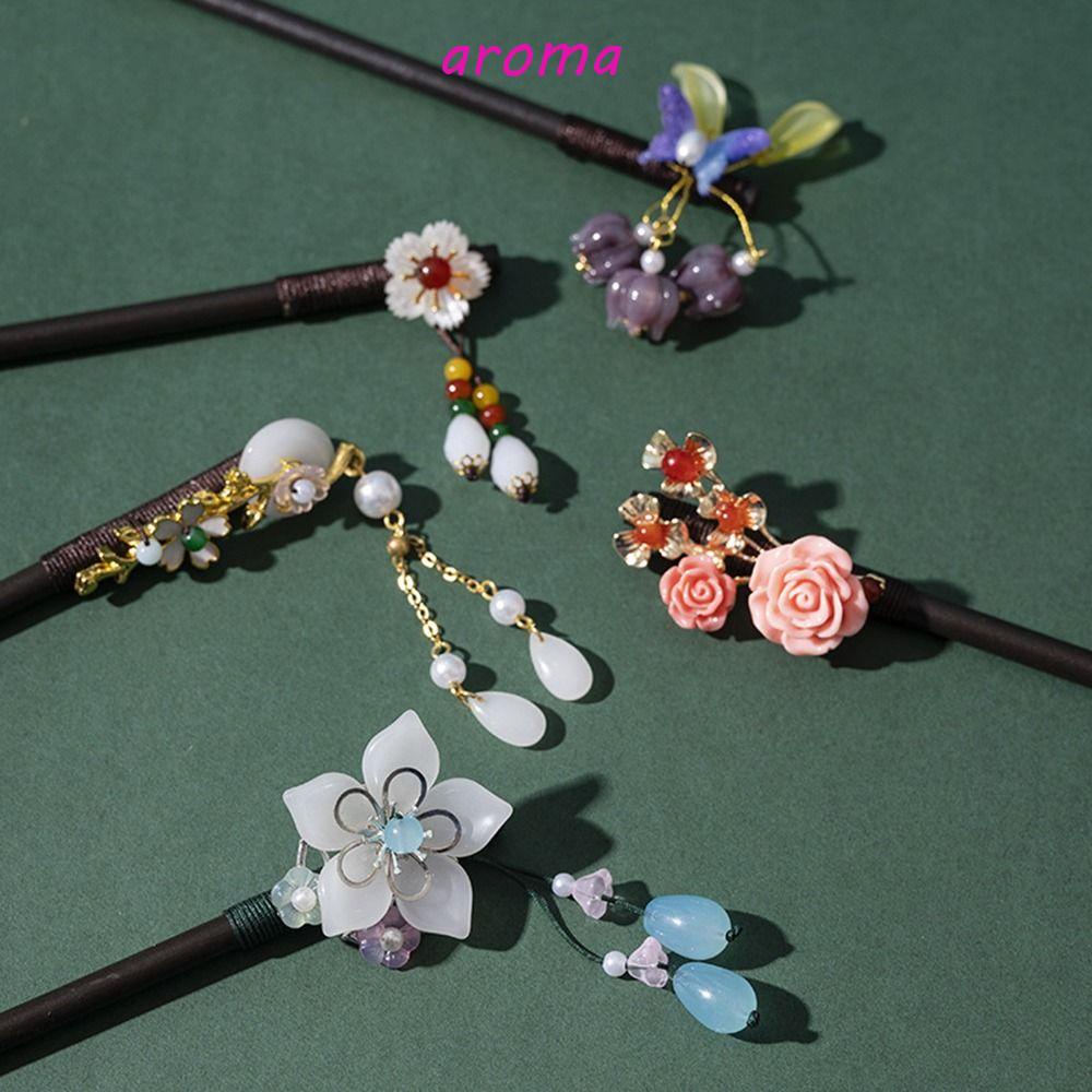 Trâm Cài Tóc Dạng Tua Rua Bằng Gỗ Hình Hoa Cổ Điển Thanh Lịch Cho Nữ