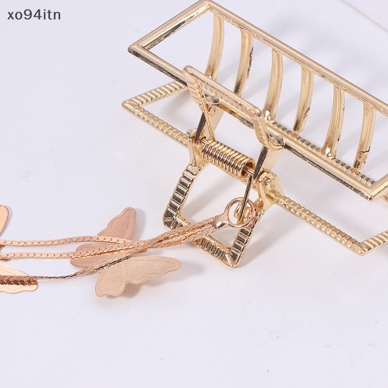 Kẹp Tóc Hình Bướm Lớn Màu Vàng Đính Ngọc Trai Phong Cách Vintage Thanh Lịch