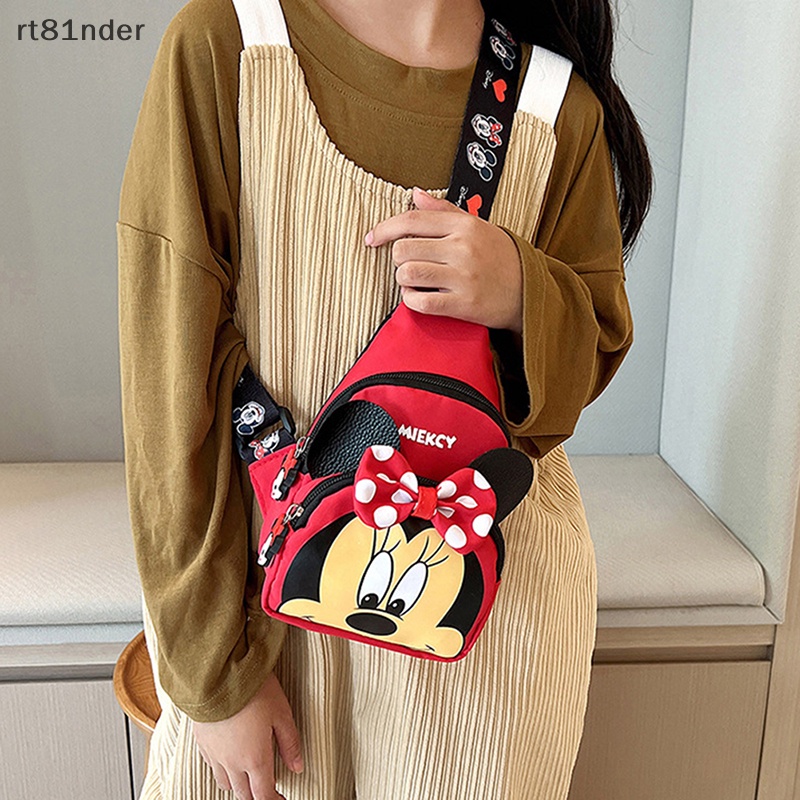 Túi Đeo Chéo Ngực Mini Bằng Vải PU Phối Màu Tương Phản Họa Tiết Hoạt Hình Cho Bé