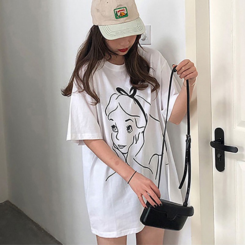 Áo Thun Ngắn Tay Dáng Rộng In Họa Tiết Thời Trang Mùa Hè Hàn Quốc 2023