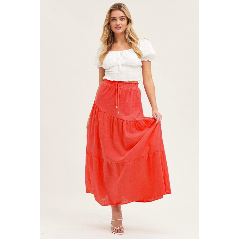 Chân Váy Maxi Dài Dáng Chữ A Lưng Cao Co Giãn Phong Cách Boho