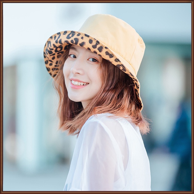 Mũ Tai Bèo Hai Mặt Chống Nắng Họa Tiết Da Báo Thời Trang Mùa Hè